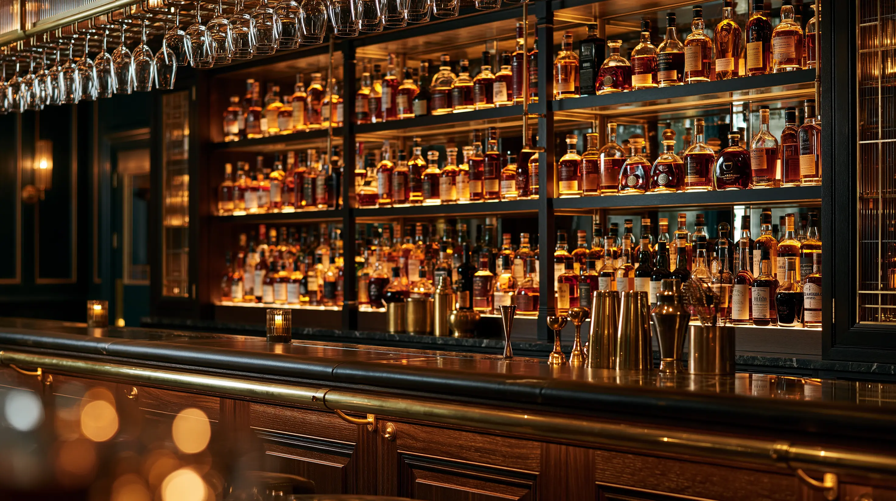 The bar counter before service begins